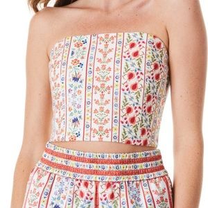 Alice + Olivia Ceresi Mix Floral Bandeau Crop Top Sz 4 NEW!